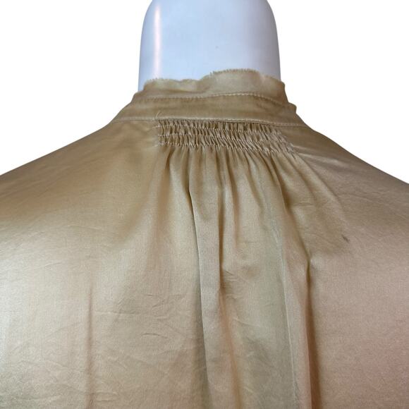 Girl. by Band of Outsiders Silk Gold Beige Blouse Hidden Placket sz 2=M - Picture 10 of 15